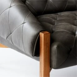 Abruzzo Charcoal Leather Tufted Chair -Home Furnishings Store AbruzzoTftdBkLthrChrBrnWdAVF20