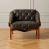 Abruzzo Charcoal Leather Tufted Chair 1 Abruzzo Charcoal Leather Tufted Chair -Home Furnishings Store AbruzzoTftdBkLthrChrBrnWdSHF20 1x1