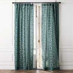 Adirex Blue Organic Cotton Window Curtain Panel 48''x84''