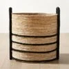 Aminah Woven Storage Basket With Black Handles -Home Furnishings Store AminahNatWvnBsktWHndlSHS23