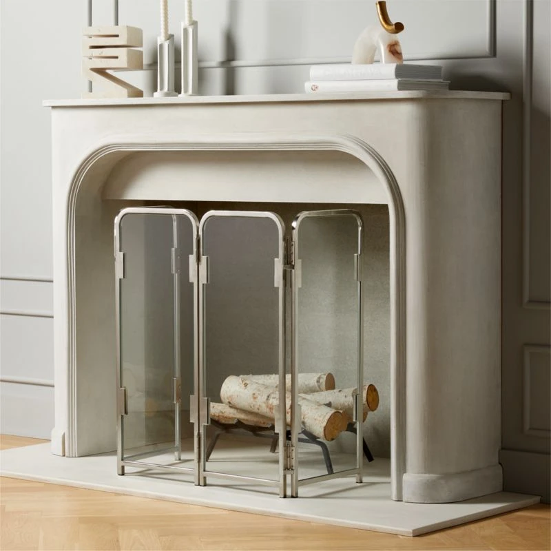 Amos Polished Nickel Fireplace Screen 4 Amos Polished Nickel Fireplace Screen - Image 2