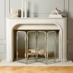 Amos Polished Nickel Fireplace Screen