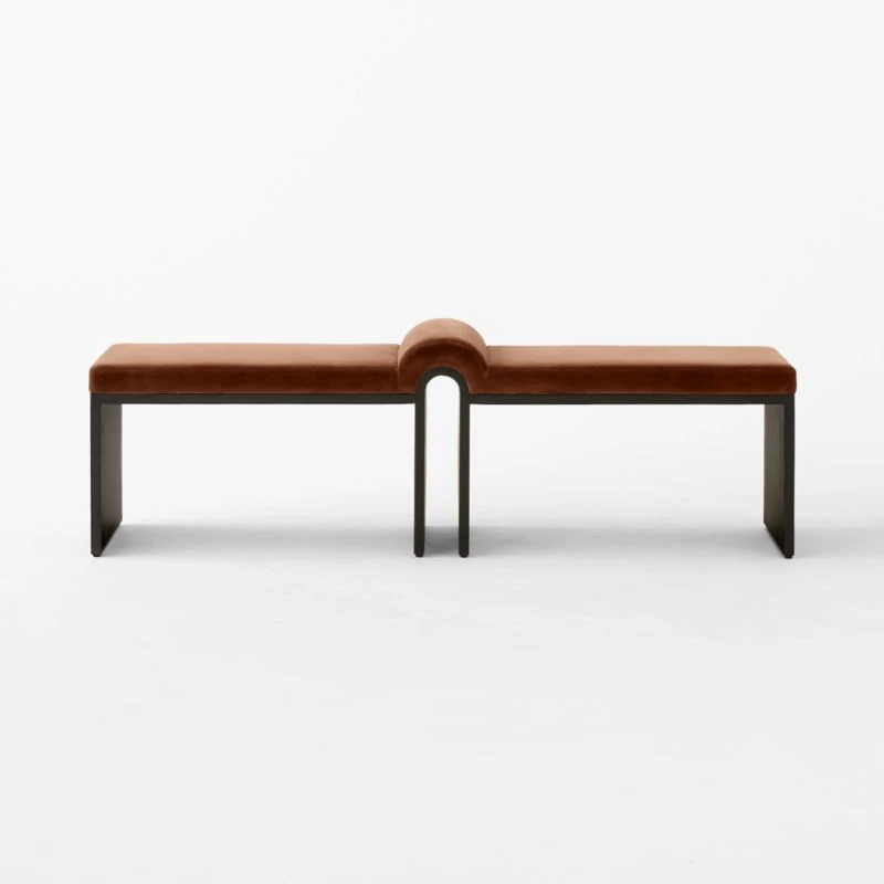 Arc Bronze Brown Velvet Bench 6 Arc Bronze Brown Velvet Bench - Image 4