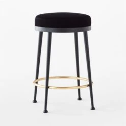 Atlas Black Velvet Counter Stool -Home Furnishings Store AtlasBlkVlvtCounterStool3QSSF21