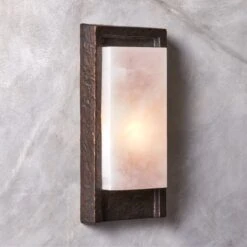 Auric Aluminum And Alabaster Wall Sconce Light -Home Furnishings Store AuricCtAlmNAlbtSconceROS23