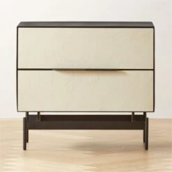 Avers 2-Drawer Plaster And Black Metal Nightstand