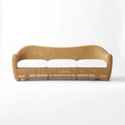 Bacio Natural Rattan Outdoor Sofa With Ivory Sunbrella® Cushions -Home Furnishings Store BacioNatSofaSOSSS23