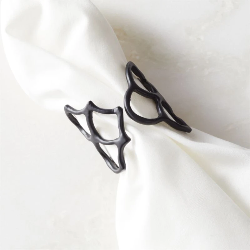 Basal Satin Black Napkin Rings Set Of 8 5 Basal Satin Black Napkin Rings Set Of 8 - Image 3