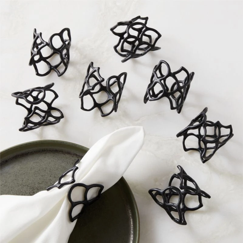 Basal Satin Black Napkin Rings Set Of 8 3 Basal Satin Black Napkin Rings Set Of 8