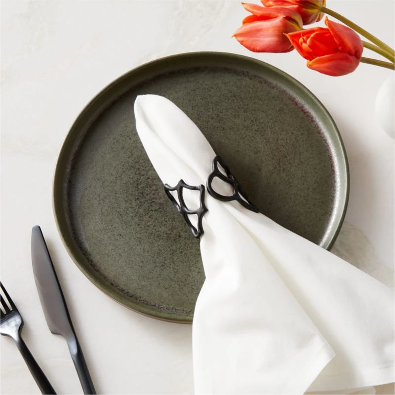 Basal Satin Black Napkin Rings Set Of 8 4 Basal Satin Black Napkin Rings Set Of 8 - Image 2