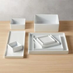 Bento Square White Appetizer Plate Set Of 8 -Home Furnishings Store BentoWhiteCollectionGrpFHF16