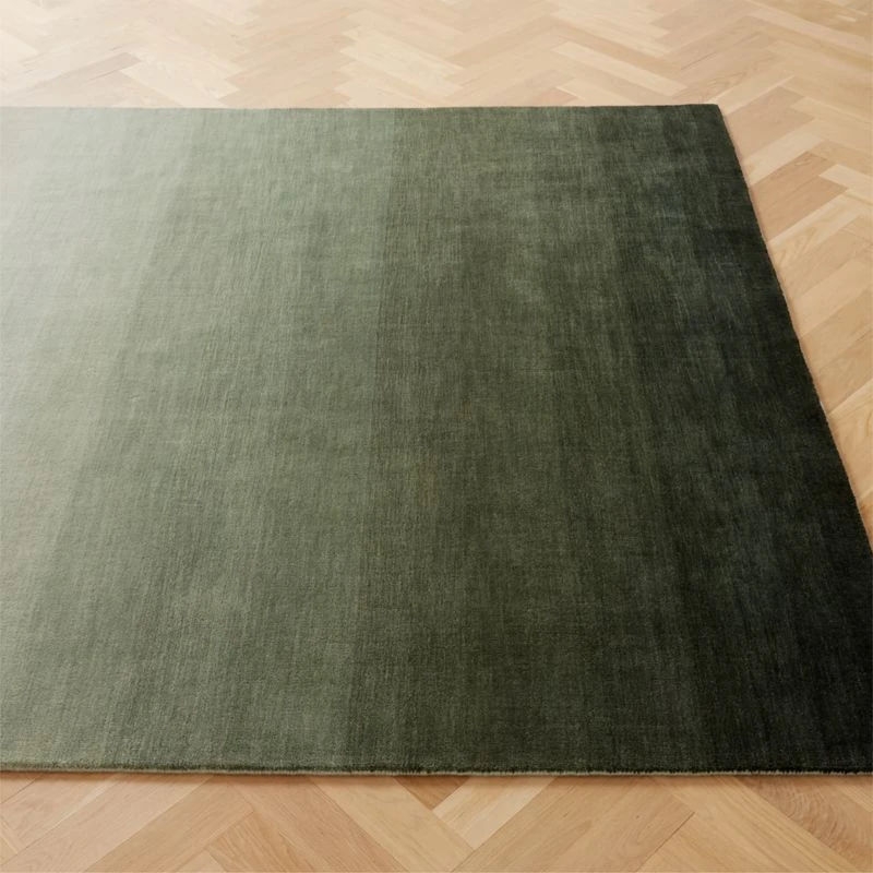 Bicoastal Handwoven Green Ombre Wool Area Rug 5'x8' 4 Bicoastal Handwoven Green Ombre Wool Area Rug 5'x8' - Image 2