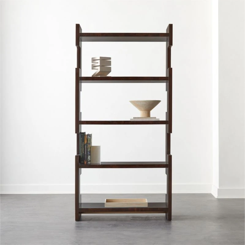 Biscia Brown Burl Wood Bookcase 4 Biscia Brown Burl Wood Bookcase - Image 2