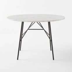Pavilion Black Metal Outdoor Bistro Table With Marble Top Model 6340 -Home Furnishings Store BistroTableBlackNMarbleSOSSS23