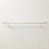 Blaine Polished Nickel Wall Shelf With Rail 36" 2 Blaine Polished Nickel Wall Shelf With Rail 36" -Home Furnishings Store BlainePldNkWllShlfWR36inSHF22