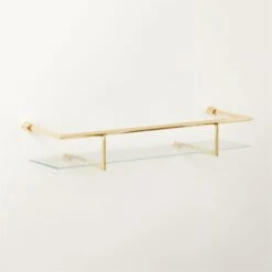 Blaine Polished Brass Wall Shelf With Rail 24" -Home Furnishings Store BlaineUldBsWllShlfWR24inAVSHF22