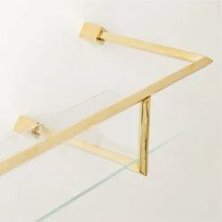 Blaine Polished Brass Wall Shelf With Rail 24" -Home Furnishings Store BlaineUldBsWllShlfWR36inAV2SHF22