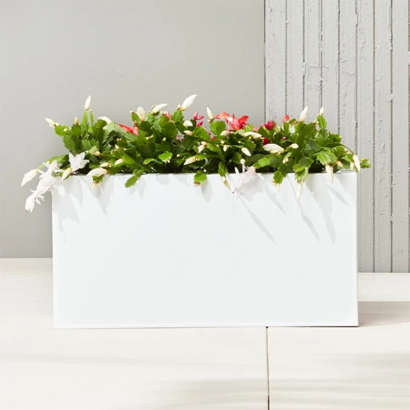 Blox Rectangular White Galvanized Steel Indoor/Outdoor Planter Small 4 Blox Rectangular White Galvanized Steel Indoor/Outdoor Planter Small - Image 2