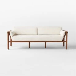 Bonelli Teak Outdoor Sofa With Ivory Sunbrella® Cushions -Home Furnishings Store BonelliSofaSOSSS23