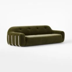 Brace Green Velvet Tufted Sofa -Home Furnishings Store BraceGreenMinkSofa3QSSF22