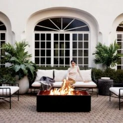 Rectangular Metal Fire Pit -Home Furnishings Store BretonBlackMetalCollectionAP21 1x1