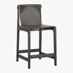 Burano Charcoal Grey Leather Sling Counter Stool -Home Furnishings Store BuranoCntrStoolChrcl24in3QFF18