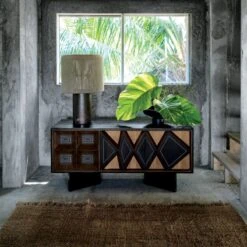 Ramble Tall Dark Brown Ceramic Table Lamp With Jute Shade -Home Furnishings Store CB2FA21 KD 2B 0110 OC21 1x1