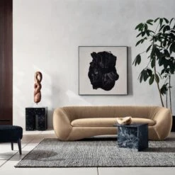 T Black Marble Short Side Table -Home Furnishings Store CB2FA22 13A V1