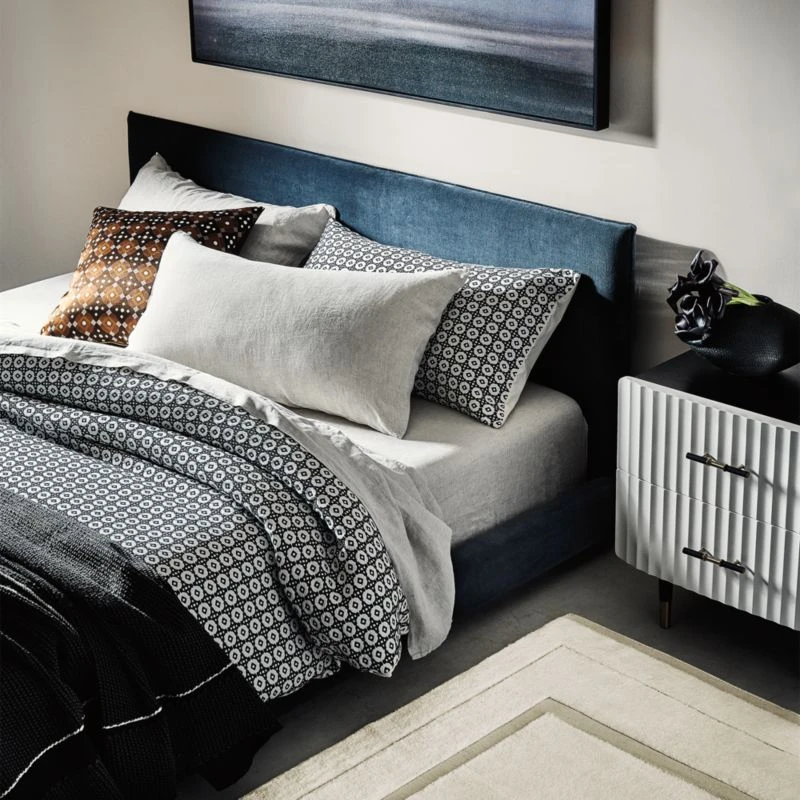 Crimped 2-Drawer Black And White Oak Wood Nightstand 4 Crimped 2-Drawer Black And White Oak Wood Nightstand - Image 2