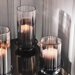 Lustro Smoked Glass Hurricane Candle Holder Small -Home Furnishings Store CB2FA22 43A V1