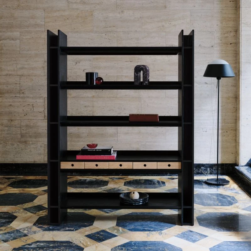 Genova Black Ebonized Oak Bookcase 6 Genova Black Ebonized Oak Bookcase - Image 4