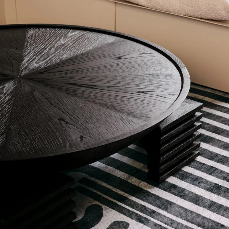 Dome Round Ebonized Oak Wood Coffee Table 4 Dome Round Ebonized Oak Wood Coffee Table - Image 2