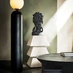 Dome Round Ebonized Oak Wood Coffee Table 16 Dome Round Ebonized Oak Wood Coffee Table -Home Furnishings Store CB2FA23 BID 09 V2 RET light