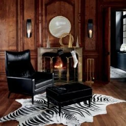 Distressed Faux Zebra Hide Area Rug 5'x8' -Home Furnishings Store CB2HOL21 10A 0396 HeroOC21 1x1