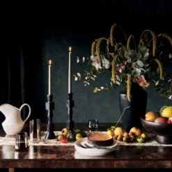 Black Ceramic Pedestal Bowl -Home Furnishings Store CB2HOL21 15A heroOC21 1x1