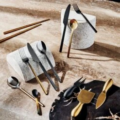 20-Piece Abe Brushed Black Flatware Set 6 20-Piece Abe Brushed Black Flatware Set -Home Furnishings Store CB2HOL21 22A heroOC21 1x1 3