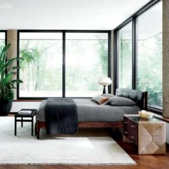 Maraba Black Leather Queen Bed -Home Furnishings Store CB2SP22 08A V1