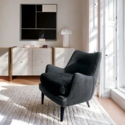 Colette Hand-Knotted Wool Black And White Area Rug 5'x8' -Home Furnishings Store CB2SP22 17A v1 RET