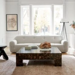 Forcella High-Gloss Black Cement Side Table -Home Furnishings Store CB2SP22 18A v2 RET