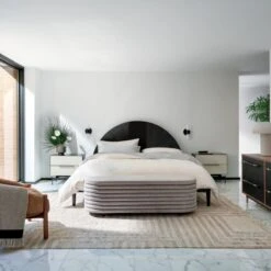 Avers 2-Drawer Plaster And Black Metal Nightstand -Home Furnishings Store CB2SP22 41A