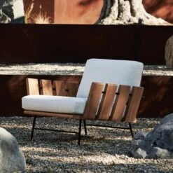 Seahaven Teak Outdoor Lounge Chair With Sand Perennials® Cushions -Home Furnishings Store CB2SP22 LF 2B V1