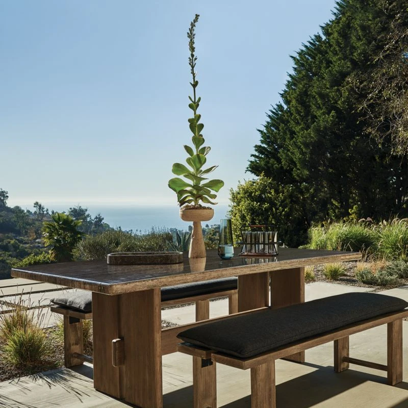 Lupine Teak Outdoor Dining Bench With Sunbrella ® Cushion 4 Lupine Teak Outdoor Dining Bench With Sunbrella ® Cushion - Image 2