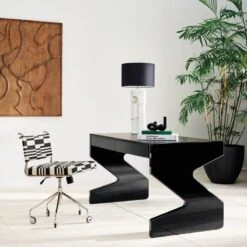 Vicino Black And White Patterned Upholstered Office Chair -Home Furnishings Store CB2SP23 PR 02A V1