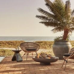 Forcella High-Gloss Black Cement Side Table -Home Furnishings Store CB2SU22 06B hero