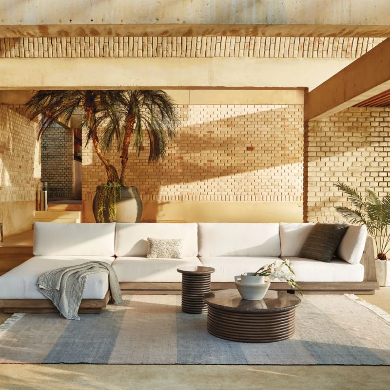 Riposo Teak 3-Piece Outdoor Sectional With Boucle Sunbrella ® Cushions 5 Riposo Teak 3-Piece Outdoor Sectional With Boucle Sunbrella ® Cushions - Image 3