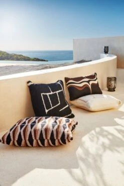 Faro Natural And White Outdoor Throw Pillow 20'' -Home Furnishings Store CB2SU23 17A V1 RET