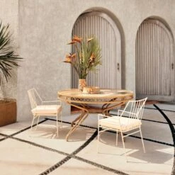 Pavilion Ivory Outdoor Dining Armchair With Ivory Sunbrella Cushion Model 6470 -Home Furnishings Store CB2SU23 RC 03B V2