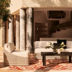 Nino Ivory Rattan Outdoor Sofa With Ivory Boucle Sunbrella® Cushions -Home Furnishings Store CB2SU23 RC 06B V1 1