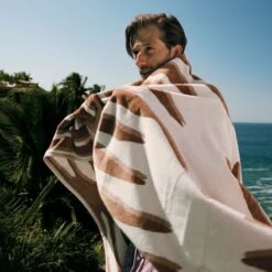 Gato Organic Cotton Tiger Print Beach Towel -Home Furnishings Store CB2SU23 RC EDT 04A 192 sky