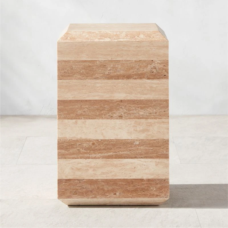 Camada Layered Travertine Outdoor Side Table 3 Camada Layered Travertine Outdoor Side Table